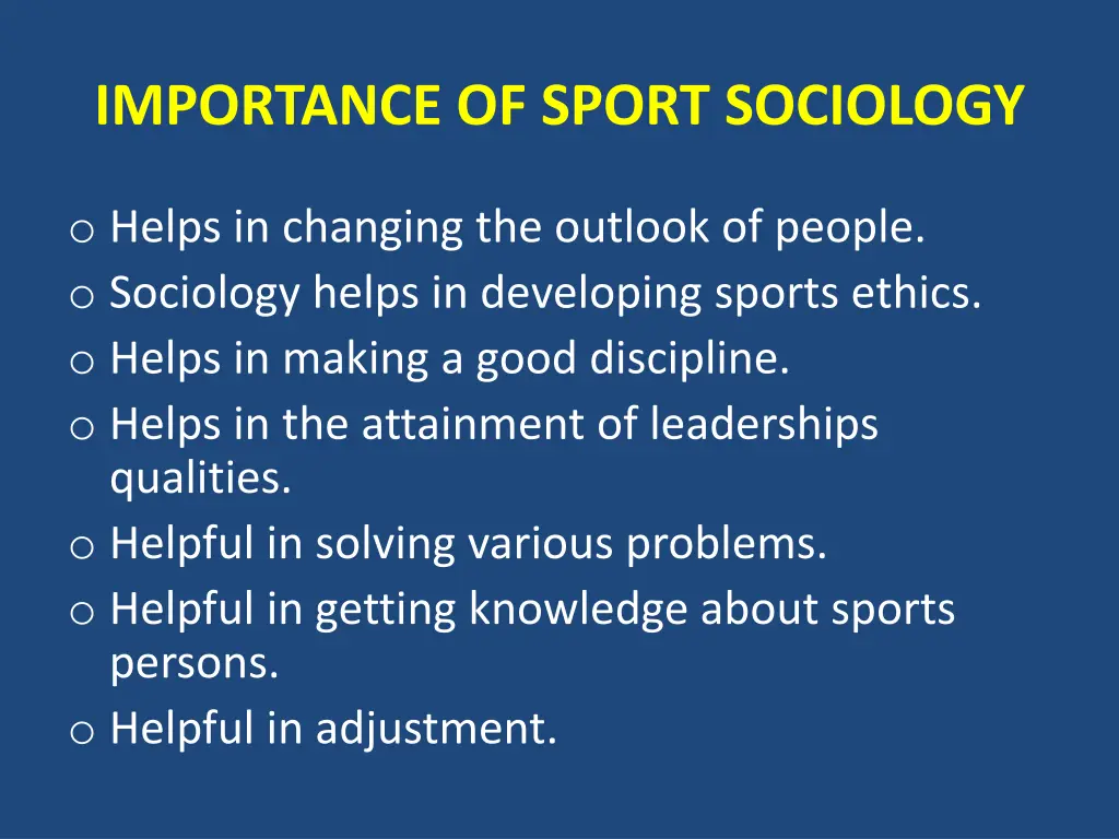 importance of sport sociology