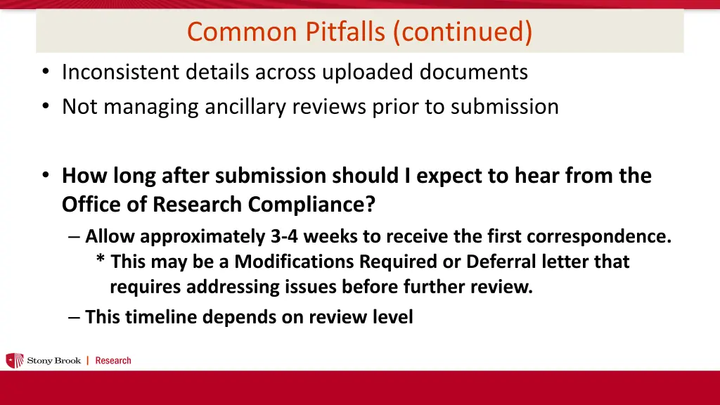 common pitfalls continued inconsistent details