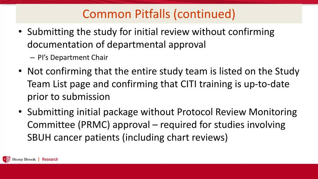 common pitfalls continued submitting the study