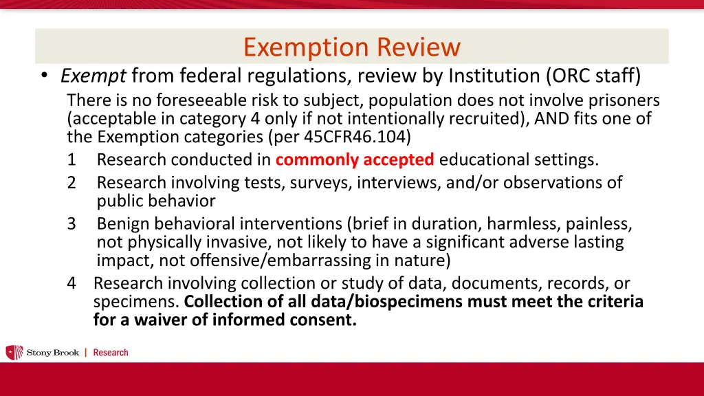 exemption review