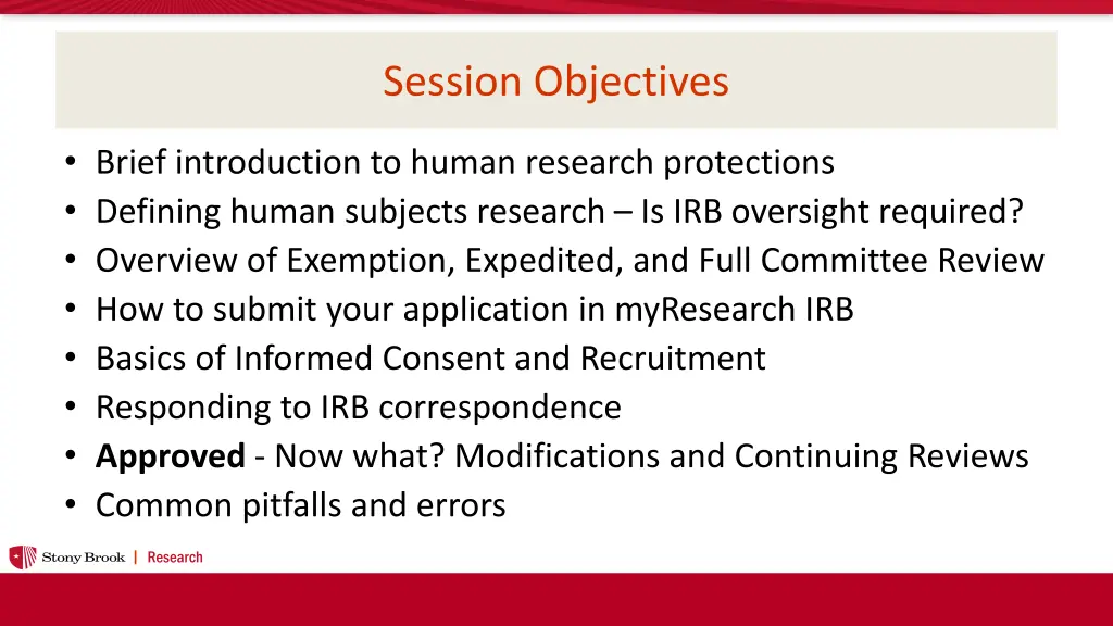 session objectives