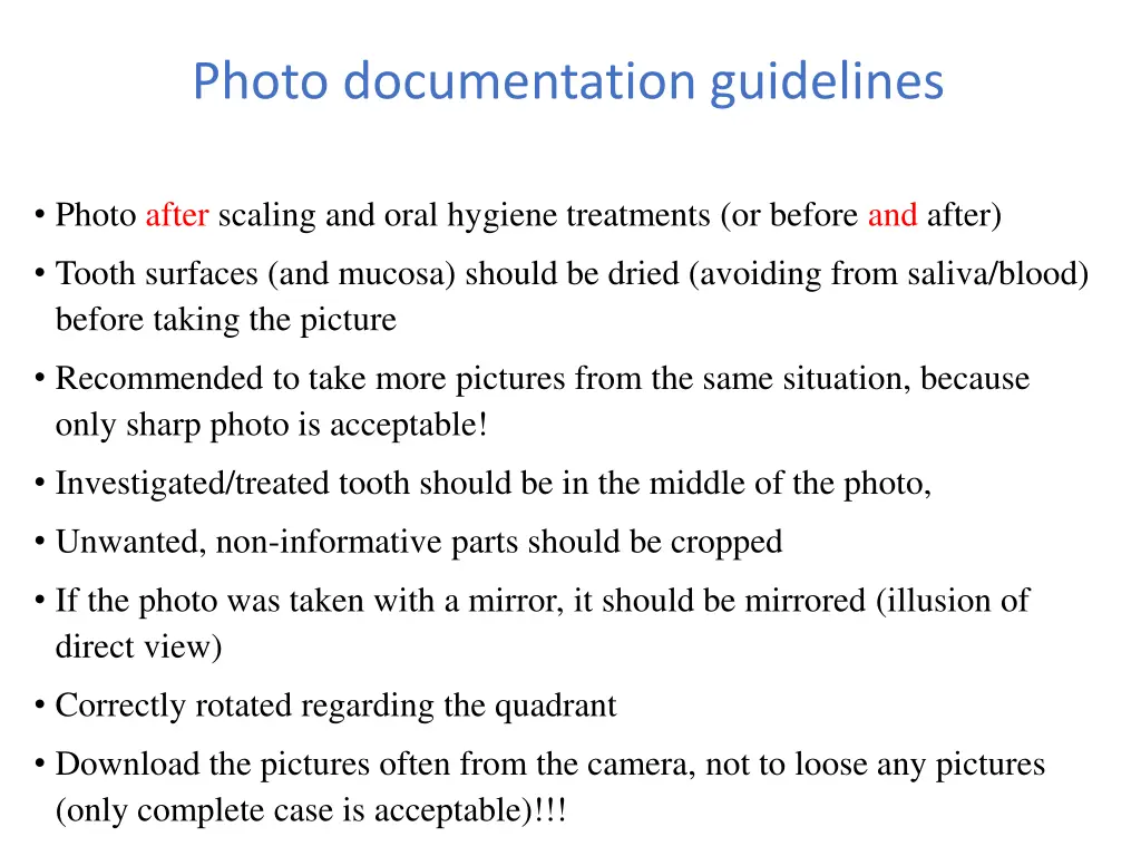 photo documentation guidelines