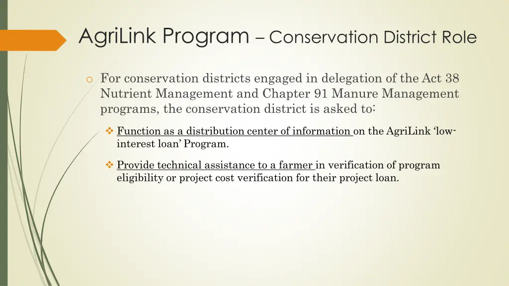 agrilink program conservation district role