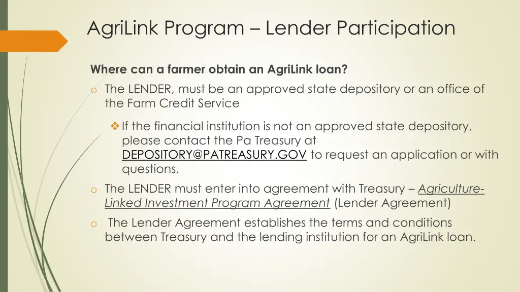 agrilink program lender participation