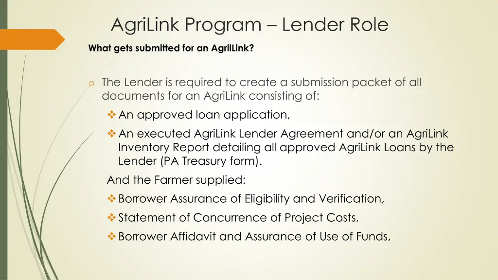 agrilink program lender role