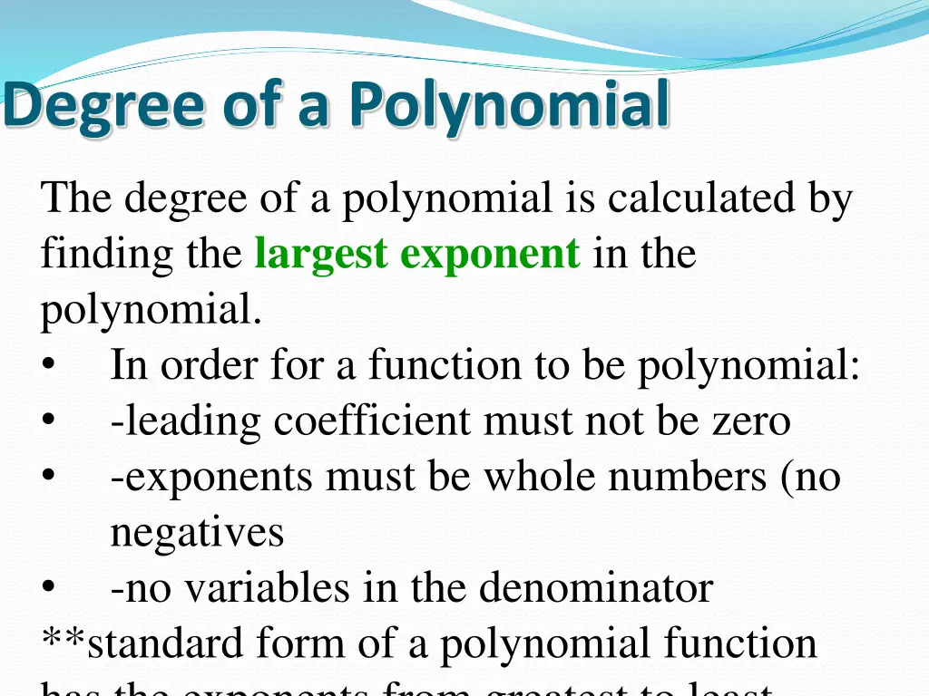 degree of a polynomial