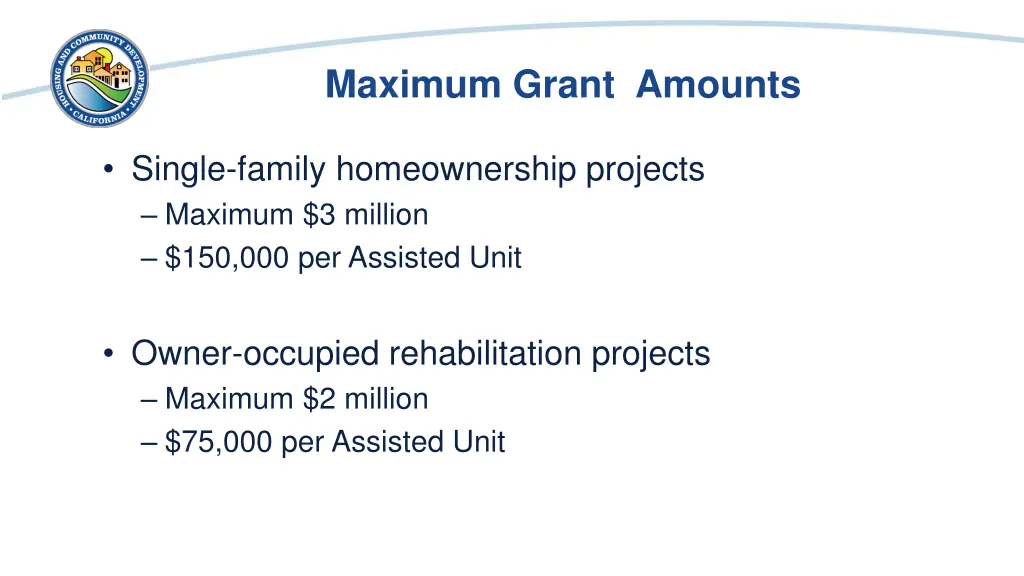 maximum grant amounts