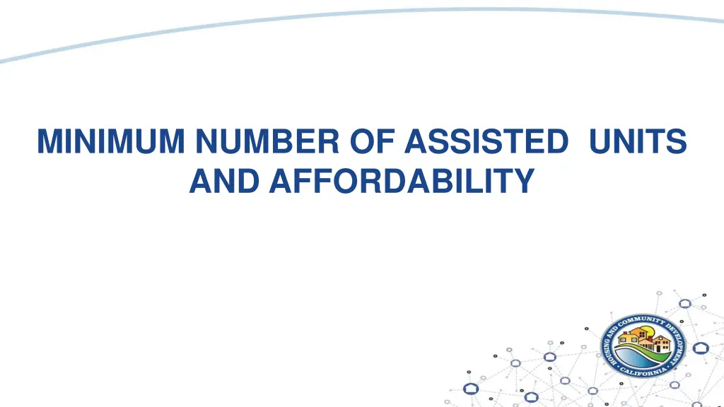 minimum number of assisted units and affordability