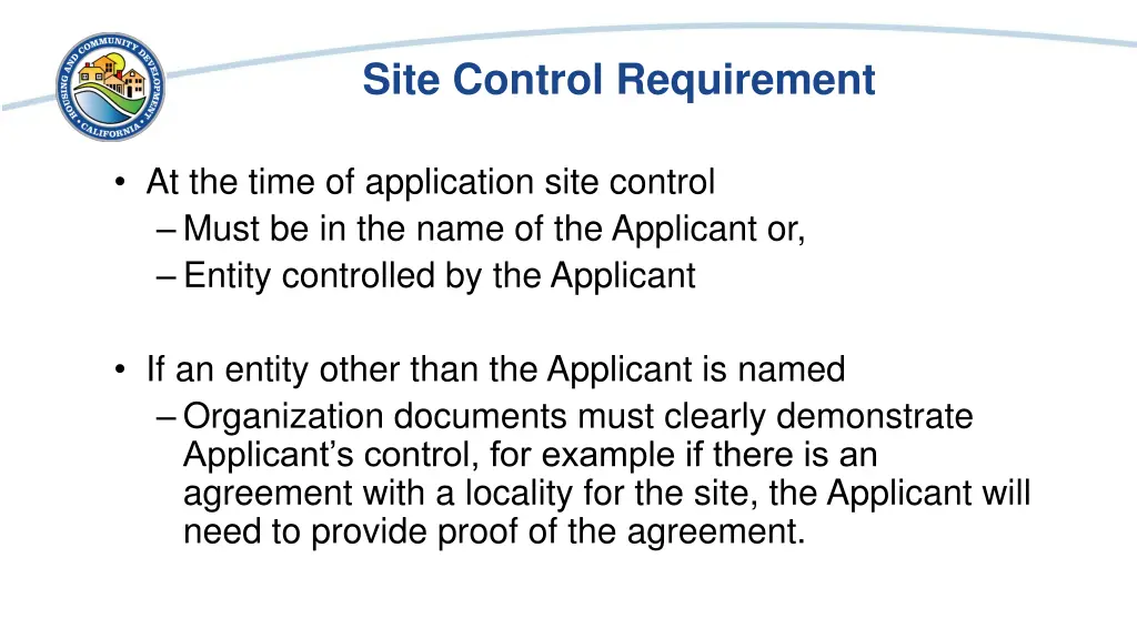 site control requirement