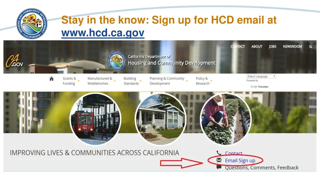 stay in the know sign up for hcd email