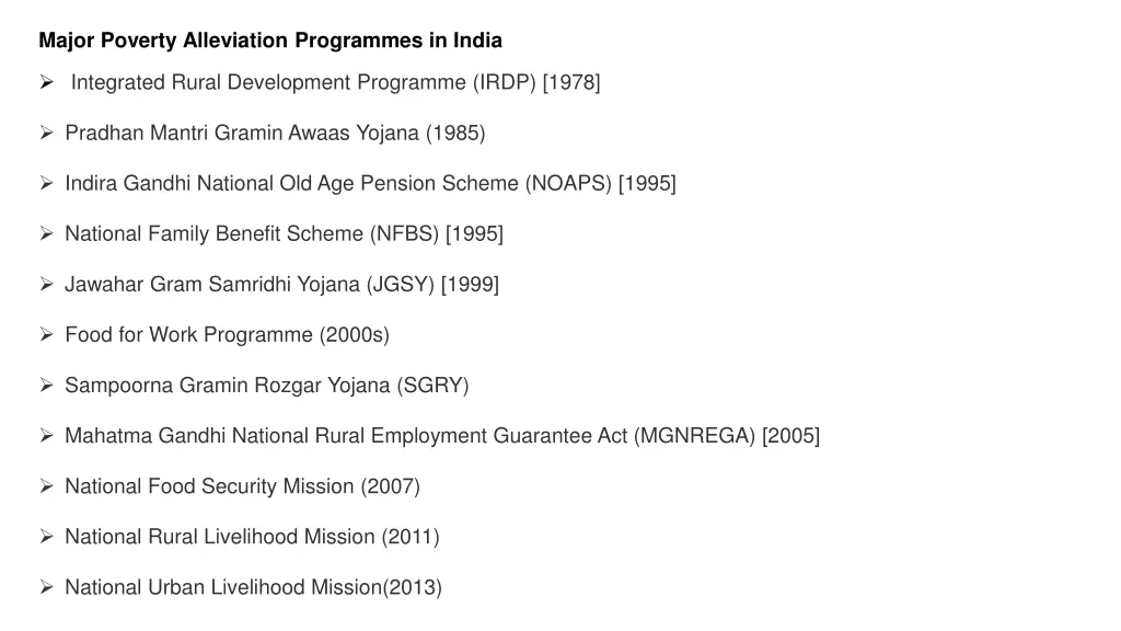 major poverty alleviation programmes in india