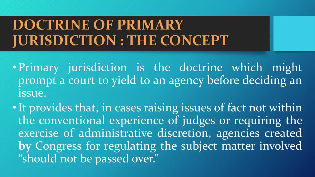 doctrine of primary jurisdiction the concept