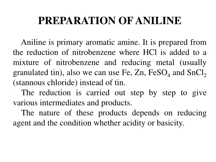 preparation of aniline