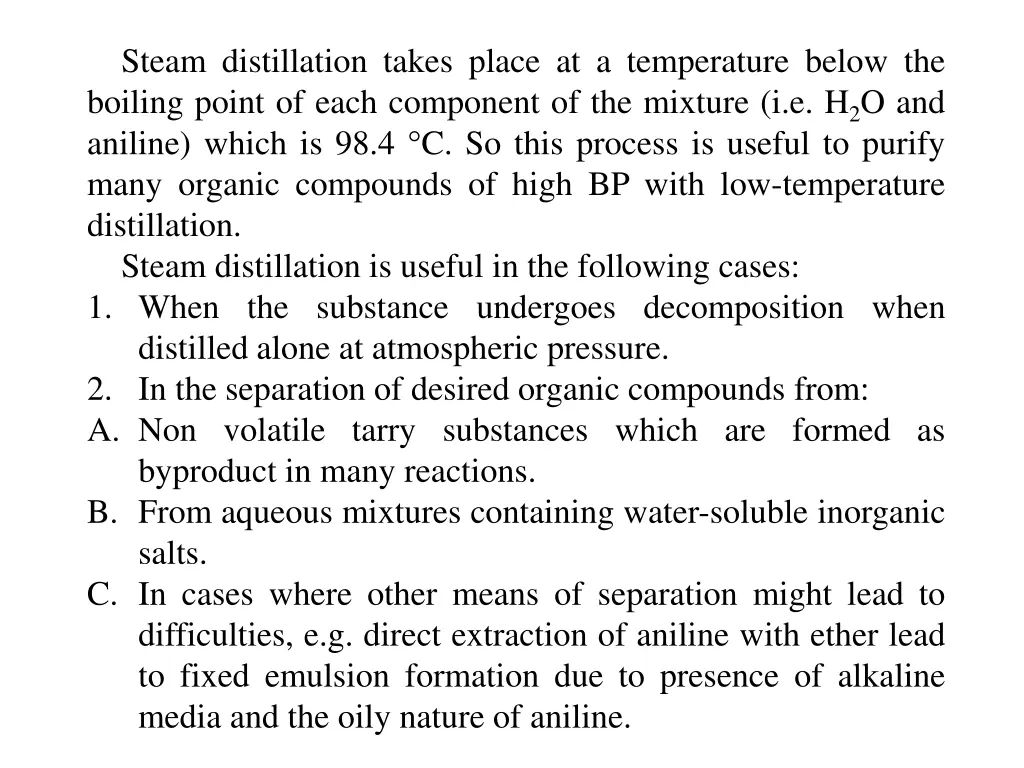 steam distillation takes place at a temperature