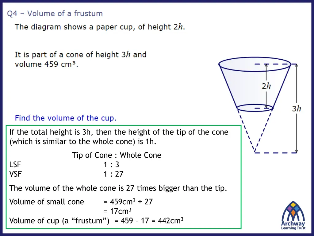 if the total height is 3h then the height