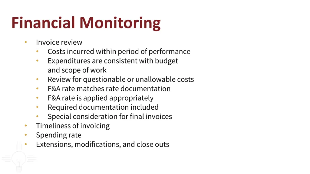 financial monitoring