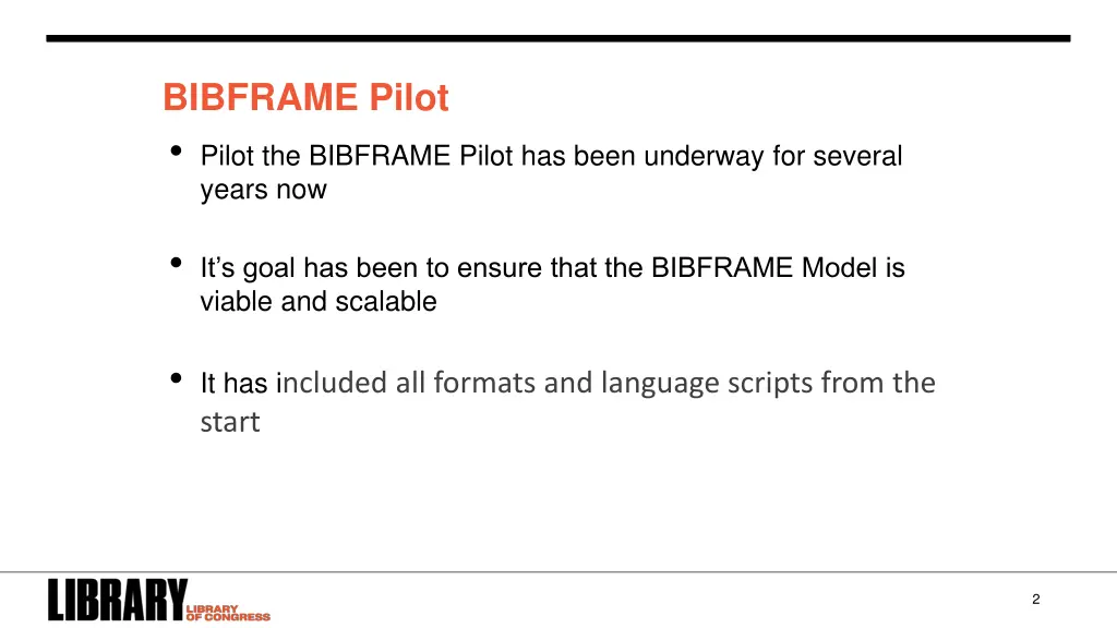 bibframe pilot pilot the bibframe pilot has been