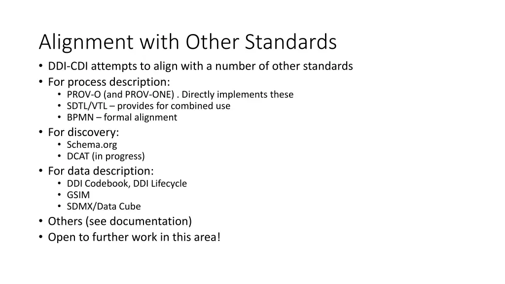 alignment with other standards ddi cdi attempts