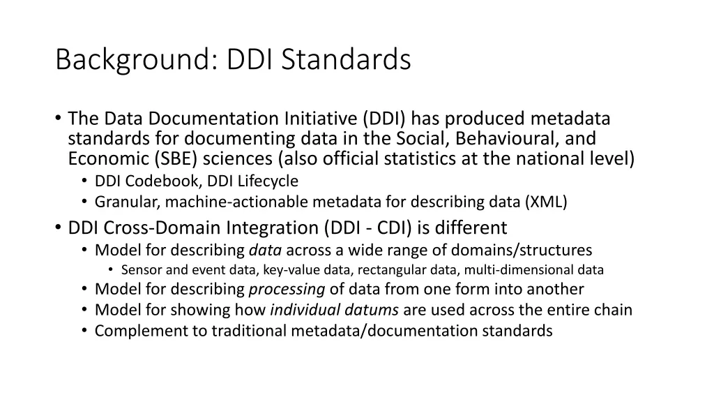 background ddi standards