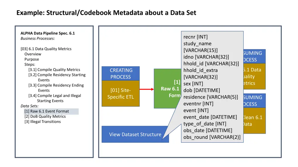 example structural codebook metadata about a data