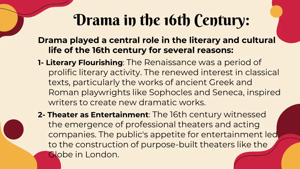 drama in the 16th century