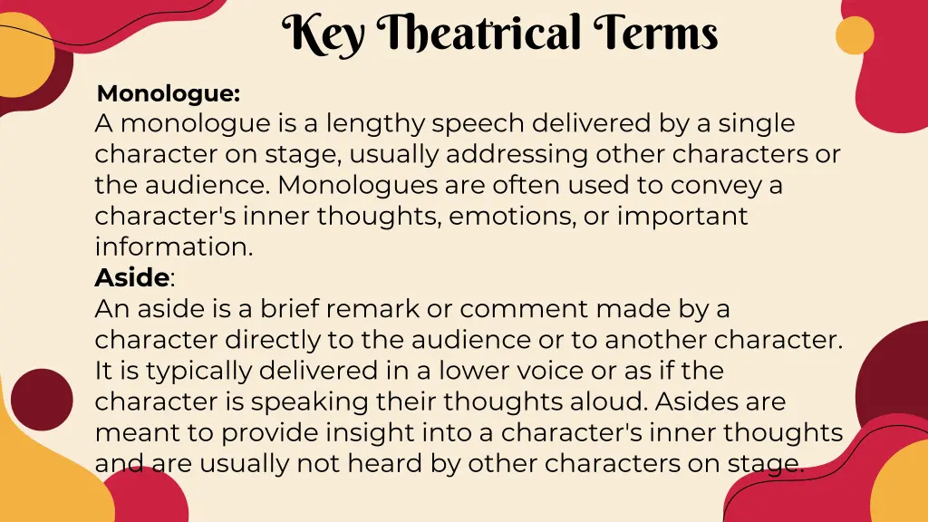 key theatrical terms