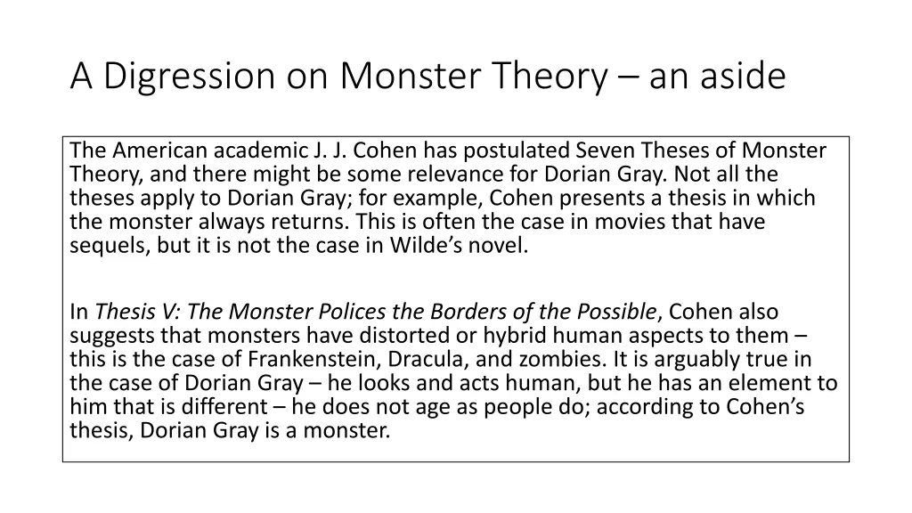 a digression on monster theory an aside