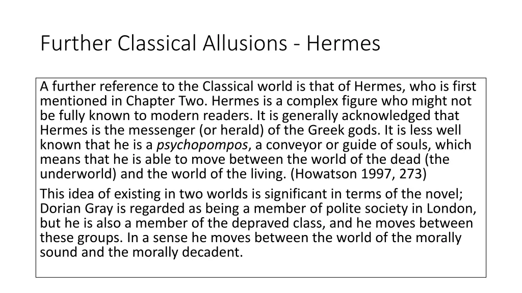 further classical allusions hermes