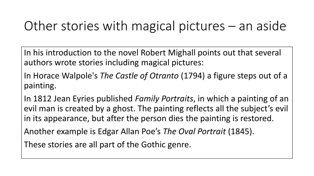 other stories with magical pictures an aside