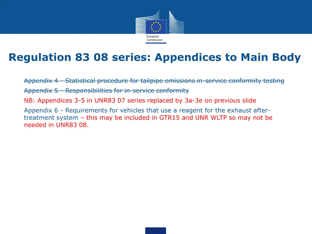 regulation 83 08 series appendices to main body 1