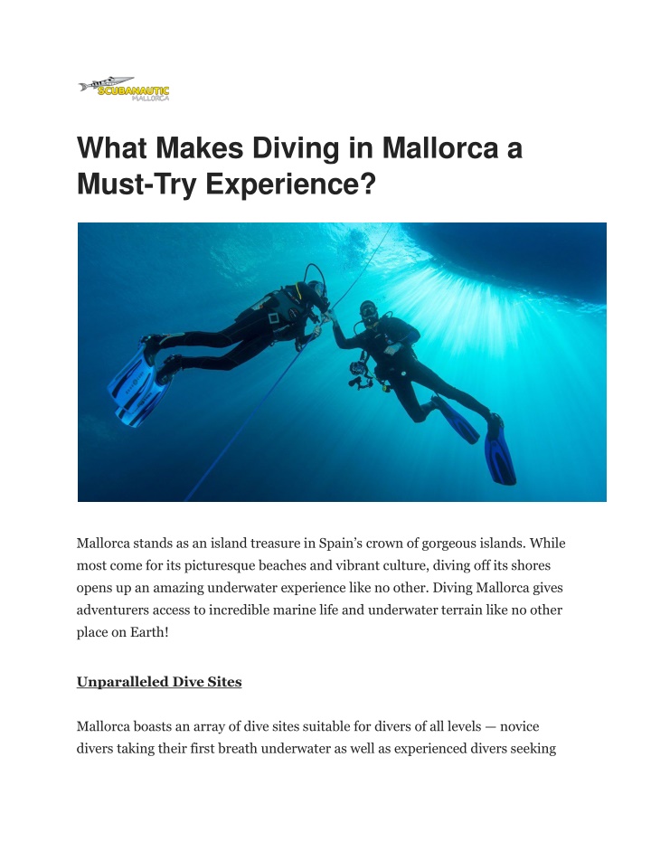 what makes diving in mallorca a must