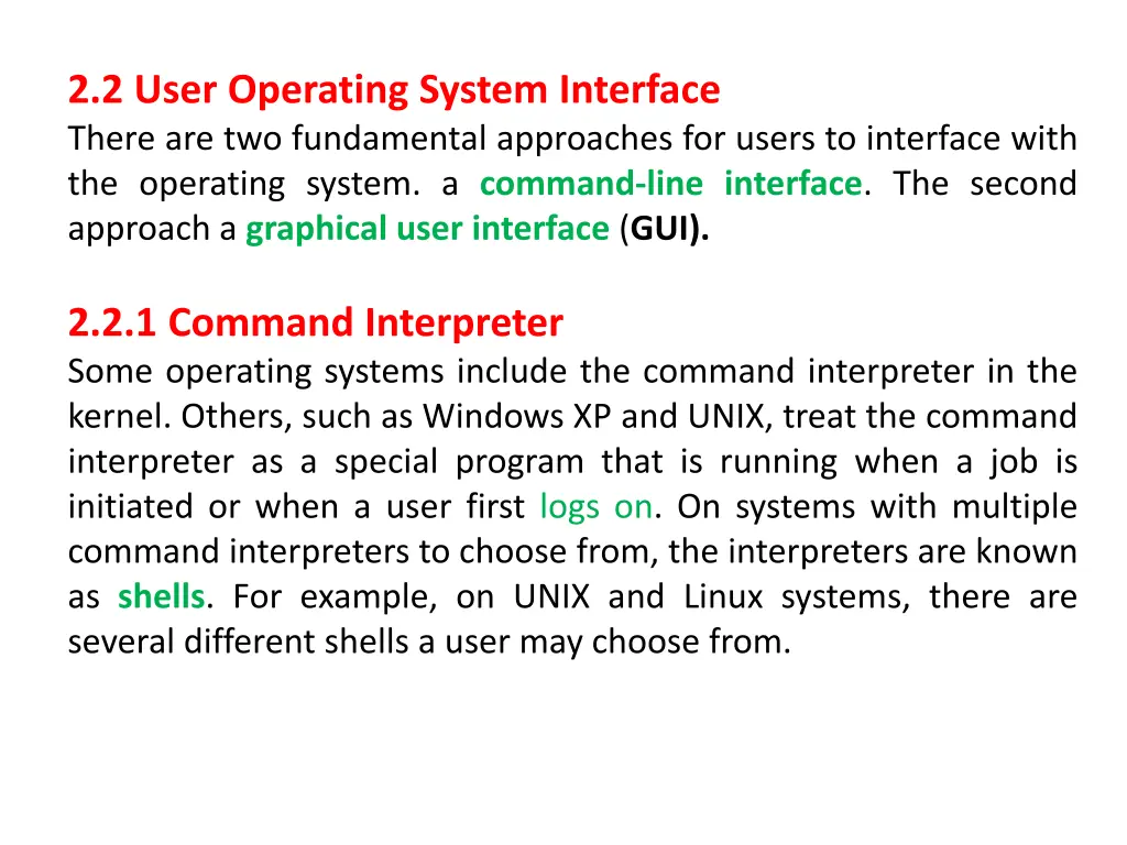 2 2 user operating system interface there