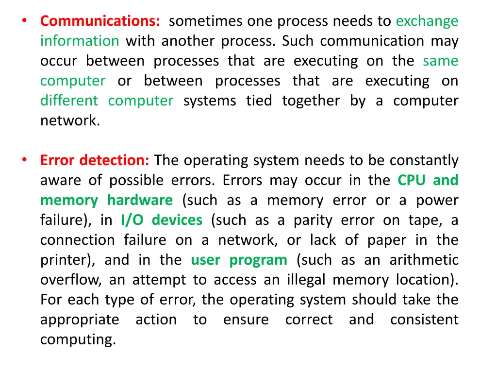 communications sometimes one process needs