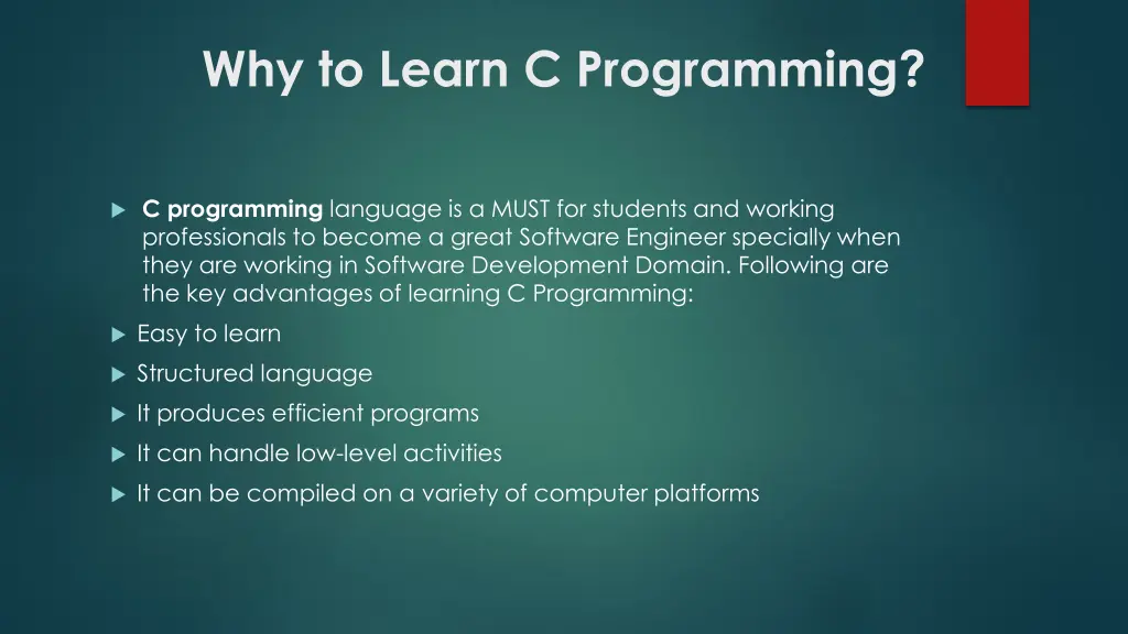 why to learn c programming