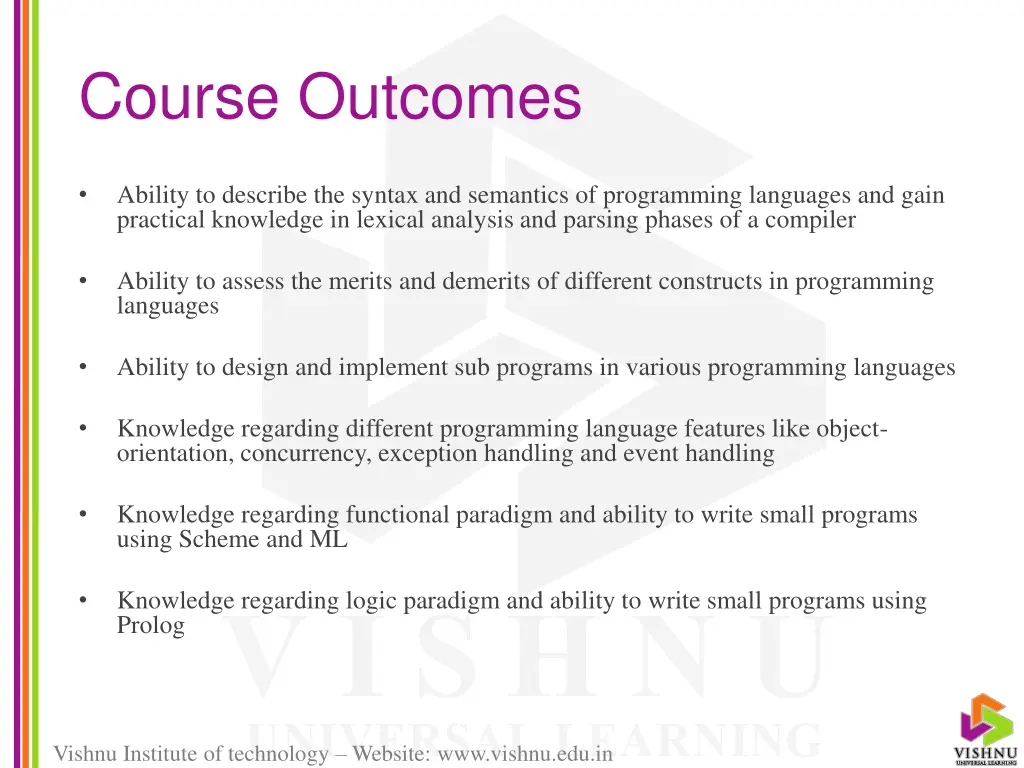 course outcomes