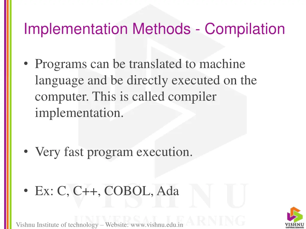 implementation methods compilation