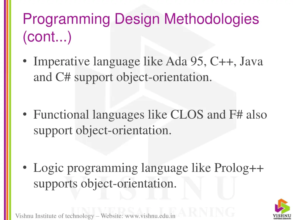 programming design methodologies cont 1