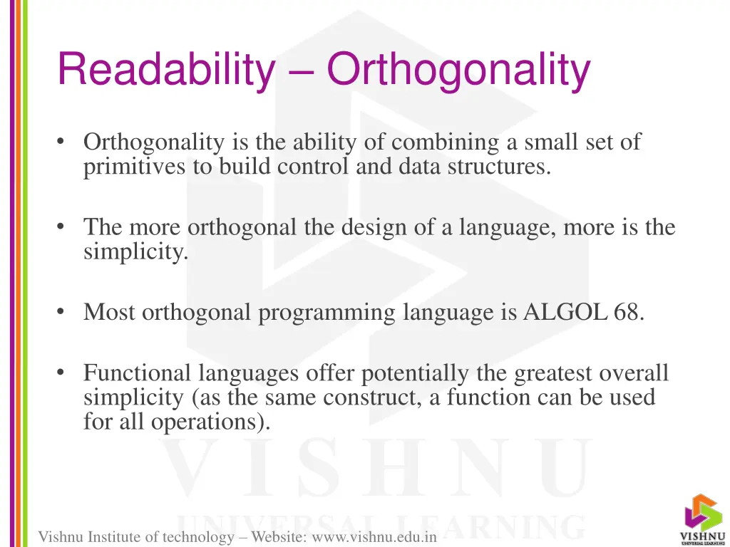 readability orthogonality