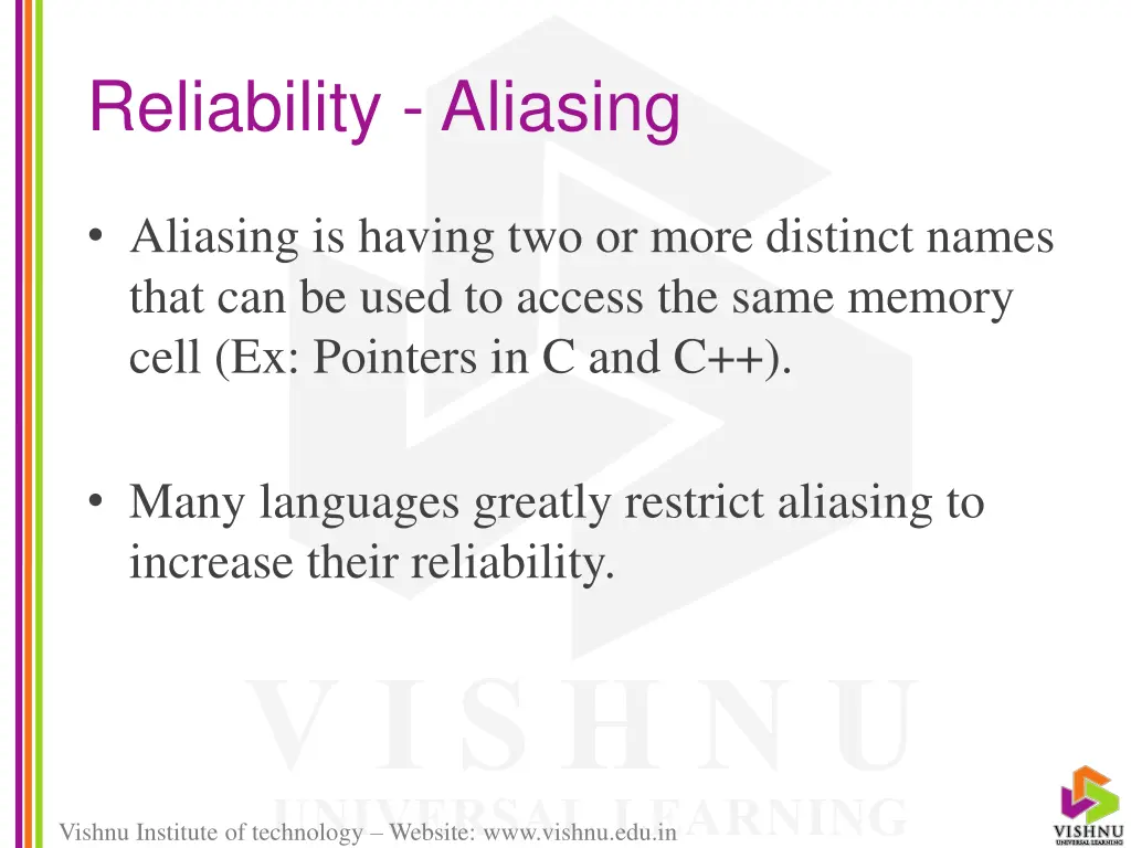 reliability aliasing