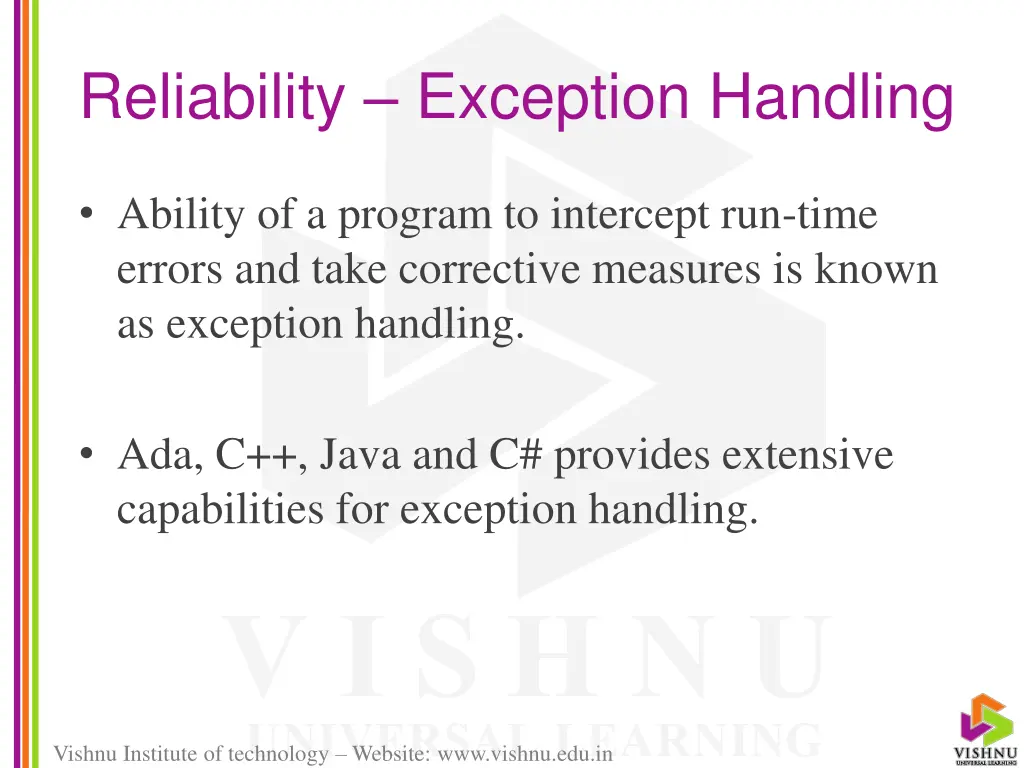 reliability exception handling