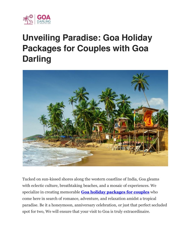 unveiling paradise goa holiday packages