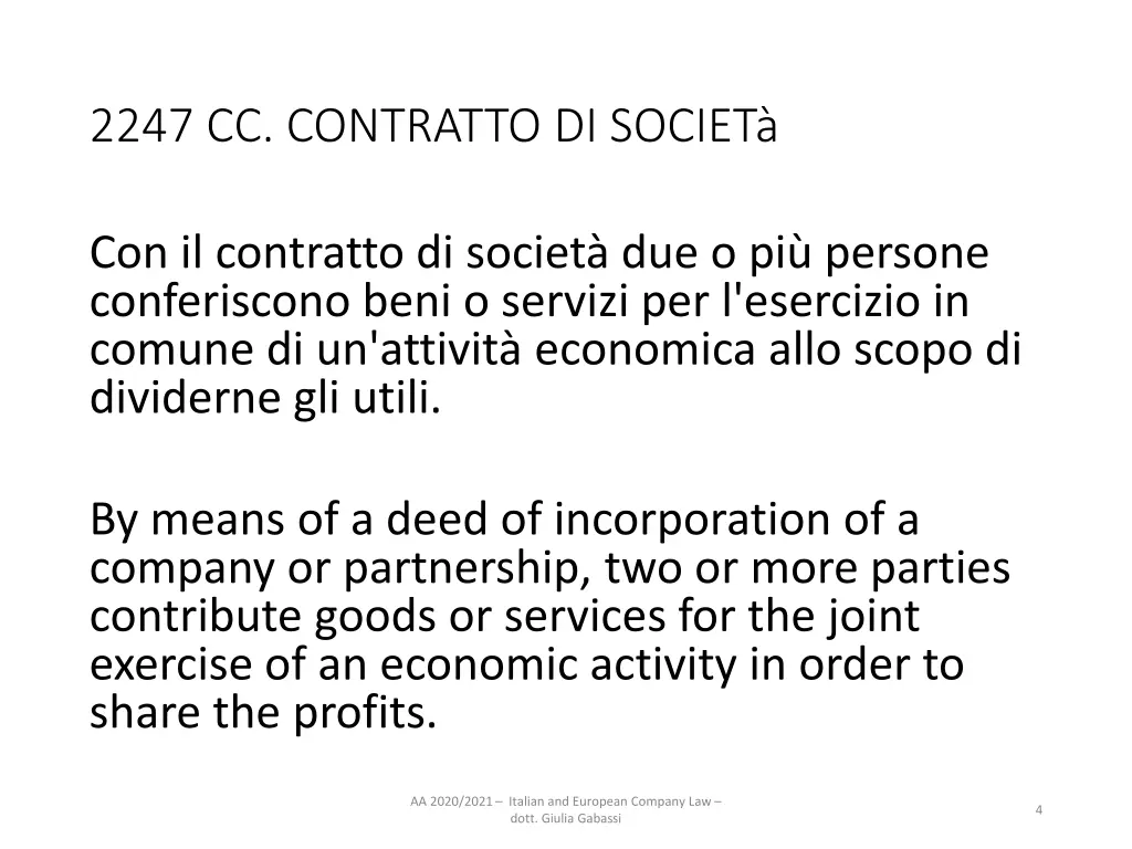 2247 cc contratto di societ