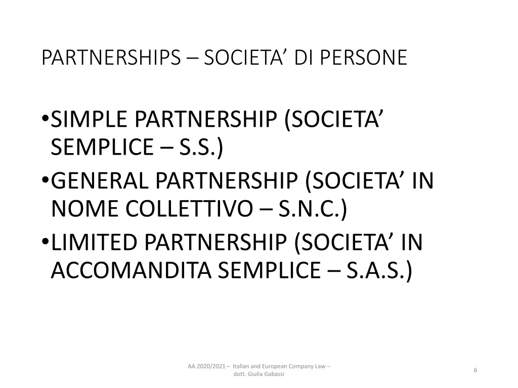 partnerships societa di persone