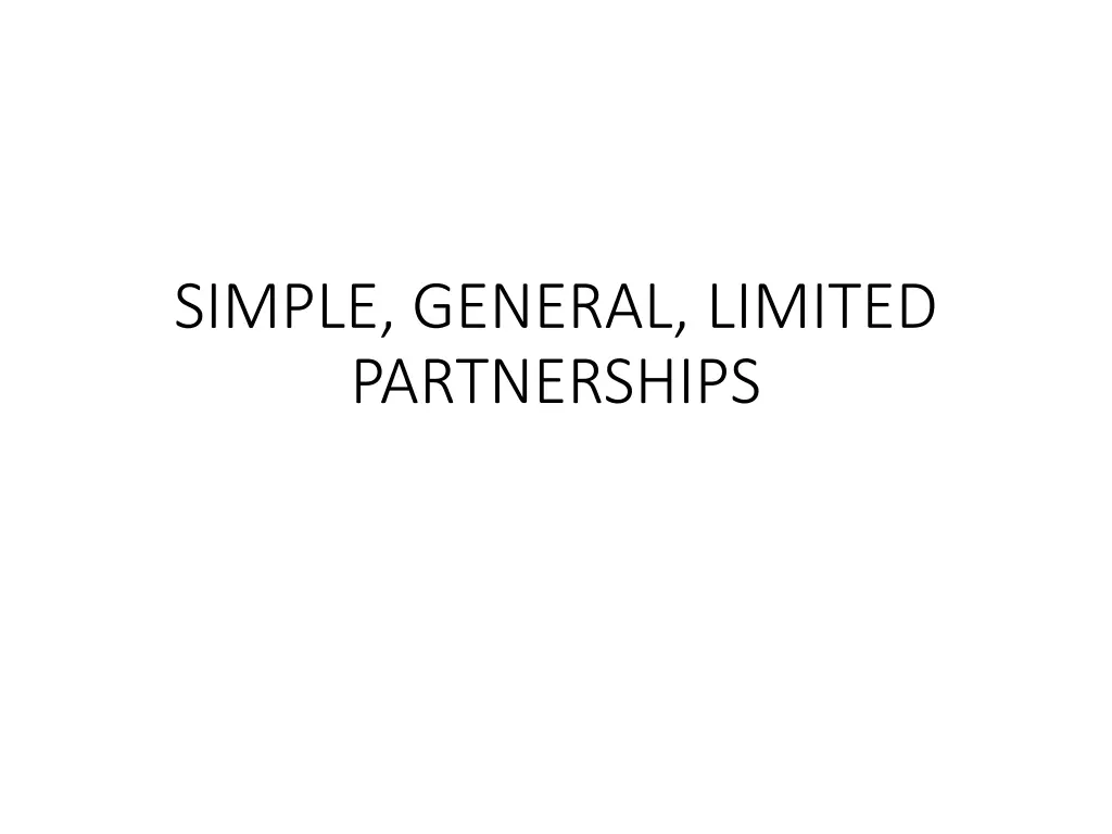 simple general limited partnerships