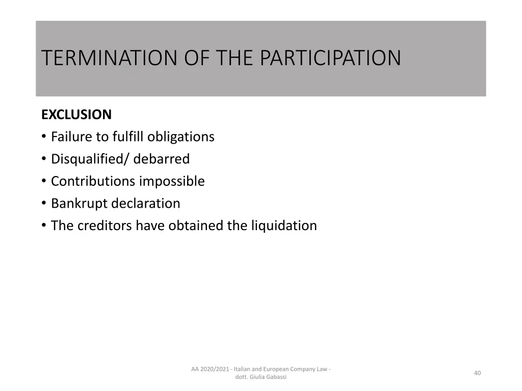 termination of the participation 3