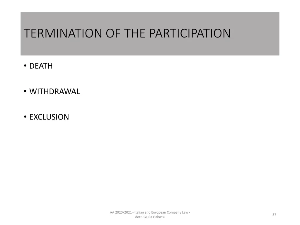 termination of the participation