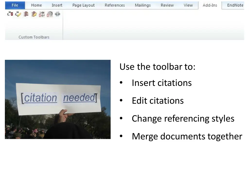 use the toolbarto insert citations