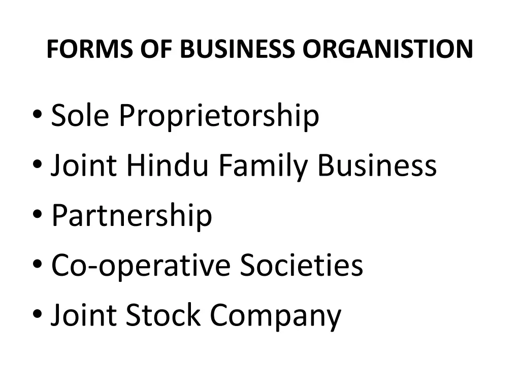 forms of business organistion