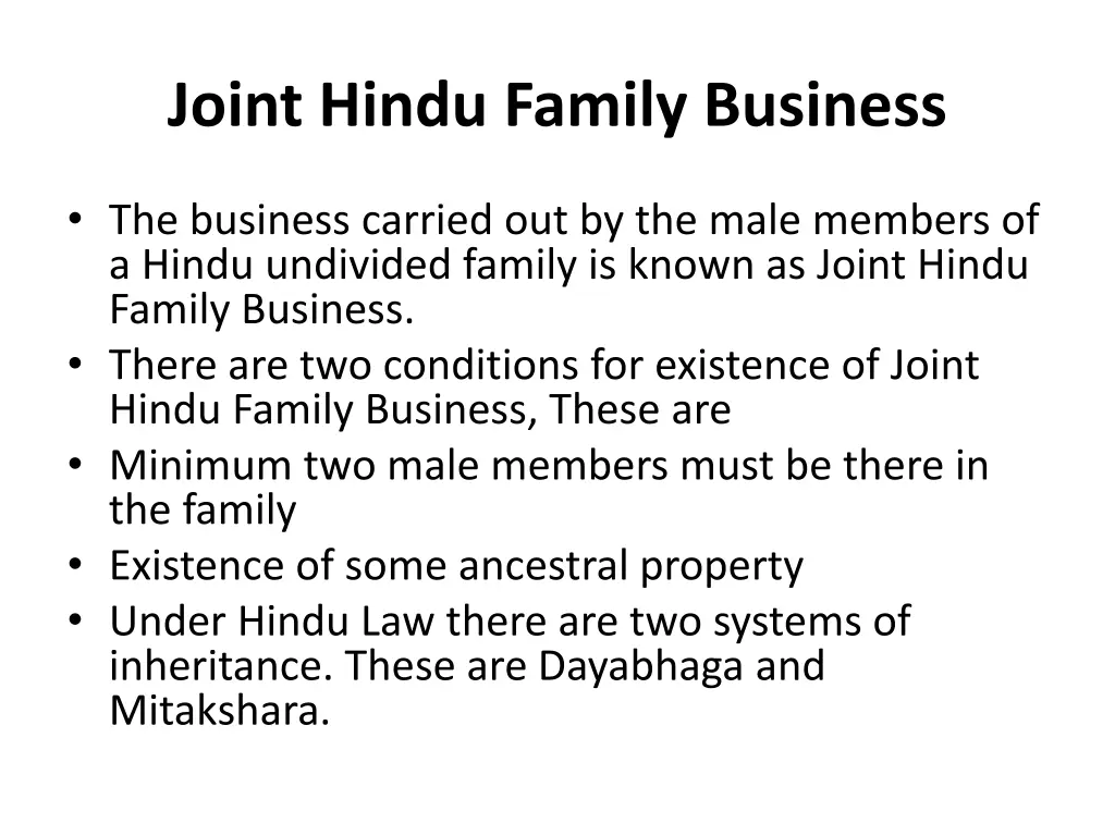 joint hindu family business