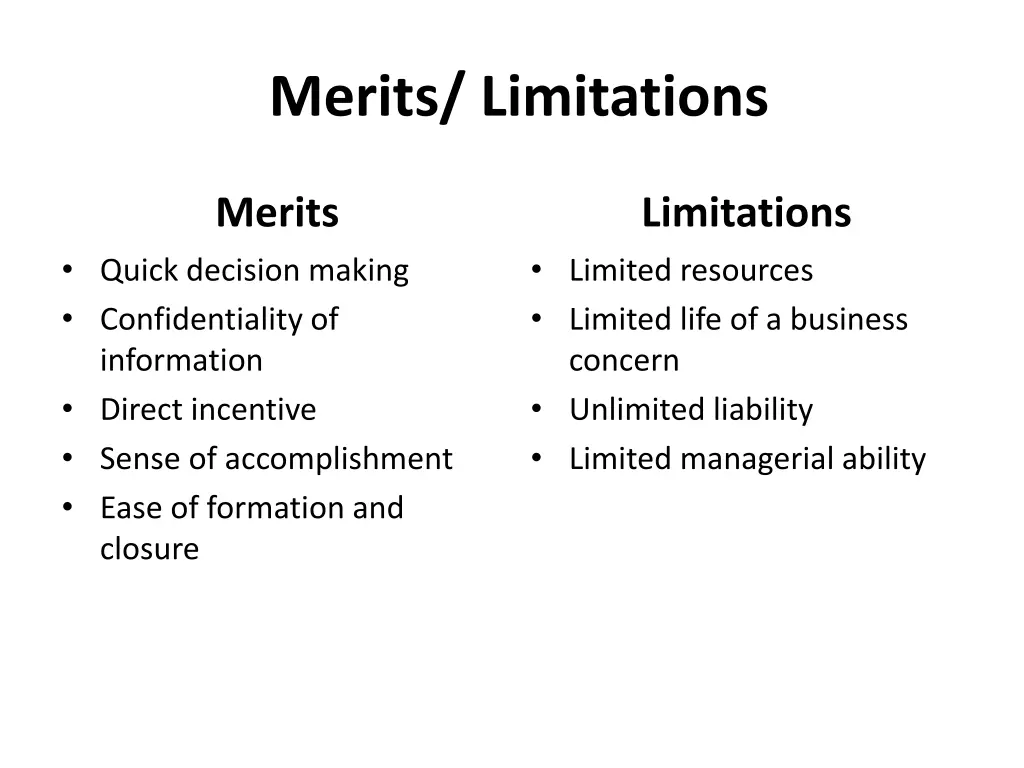 merits limitations